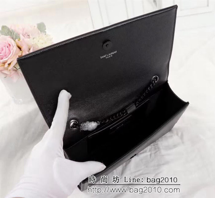 YSL聖羅蘭 原版魚子醬牛皮 翻蓋式 金色鏈條包 26702-1 YAS1346